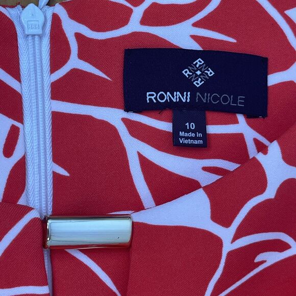 Ronni Nicole‎ Womens Sz 10 Floral Dress Sleeveless Red/White 36" Length Stretch - Picture 5 of 12